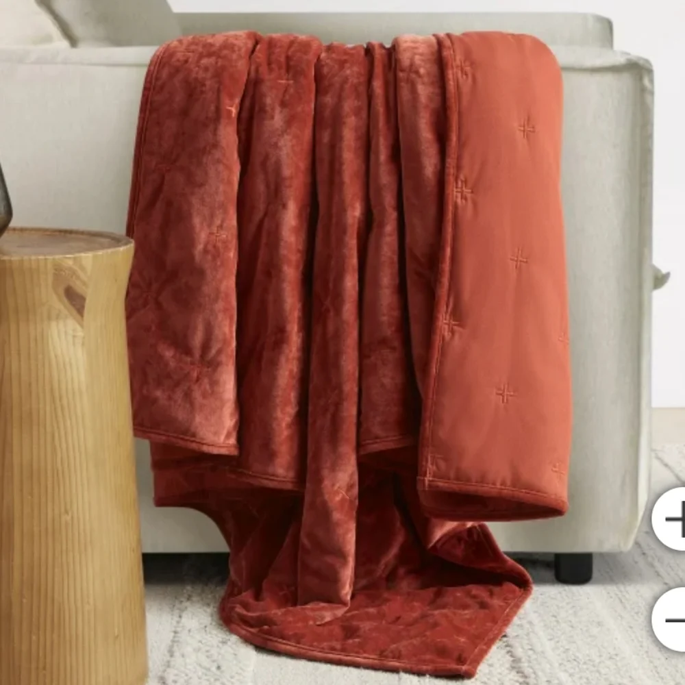 Boho Luxe Velvet Throw new, orange